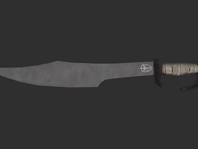 Tactical Weapon Sword With Speckled Blade And Wrapped Handle Metal Guard 3d model