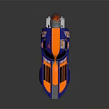 Blue and Orange Racing Car with Coca-Cola Logos and Streamlined Design for High Speed Racing