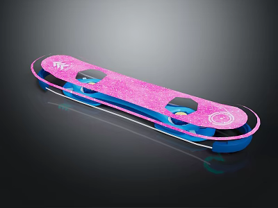 Pink Glitter And Blue Sports Skateboard With Modern Design And Smooth Finish 3d model