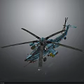 Space Aerospace Blue Helicopter Model With Clear Rotors And Fuselage Structure 3d model