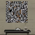 Modern Abstract Geometric Wall Art with Black White Brown Patterns for Room Decor 3d model
