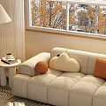 Modern cream style side table cream sofa side table 3d model