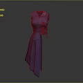 Blue Sleeveless Dress Sculpture Carving With Asymmetrical Hem And Waist Decorative Buttons