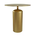 Modern Gold Round Side Table With Sleek Cylindrical Base And Round Top Design 3d model