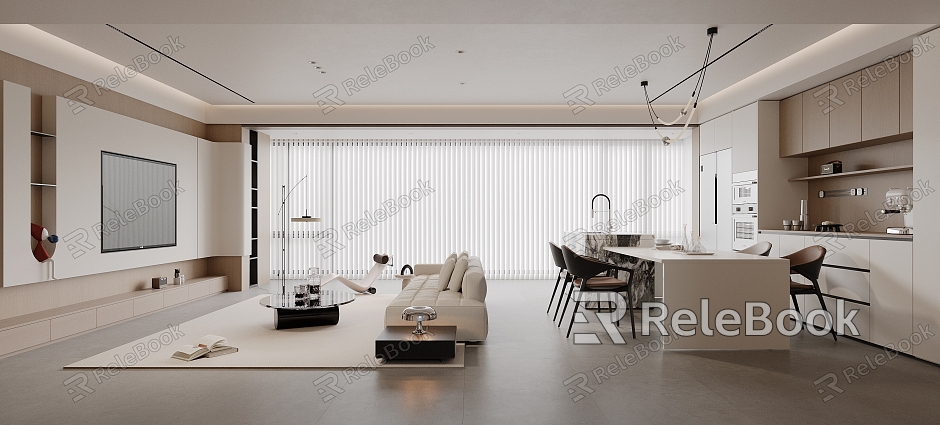 Modern Minimalist Restaurant Sofa Coffee Table Combination Nakajima Table and Chair Combination Sofa Background Wall Large Horizontal Hall Guest Restaurant Curtain Dream Curtain model