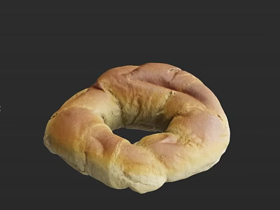 Freshly Baked Golden Ring Shaped Bread With Crusty Surface And Soft Inside 3d model