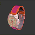 Orange Silicone Strap Watch With Silver Dial And Metal Case Design