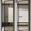 Modern Interior Glass Doors With Black Frames And Various Textures 3d model
