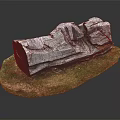 Rustic Wood And Stone Combined Decorative Model Placed On Green Grass Surface 3d model