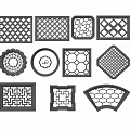 Traditional Decorative Lattice Windows Featuring Various Designs Different Shapes And Intricate Patterns 3d model