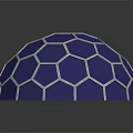 Purple Hexagonal Geometric Pattern Hemisphere With Shiny Reflective Surface Design