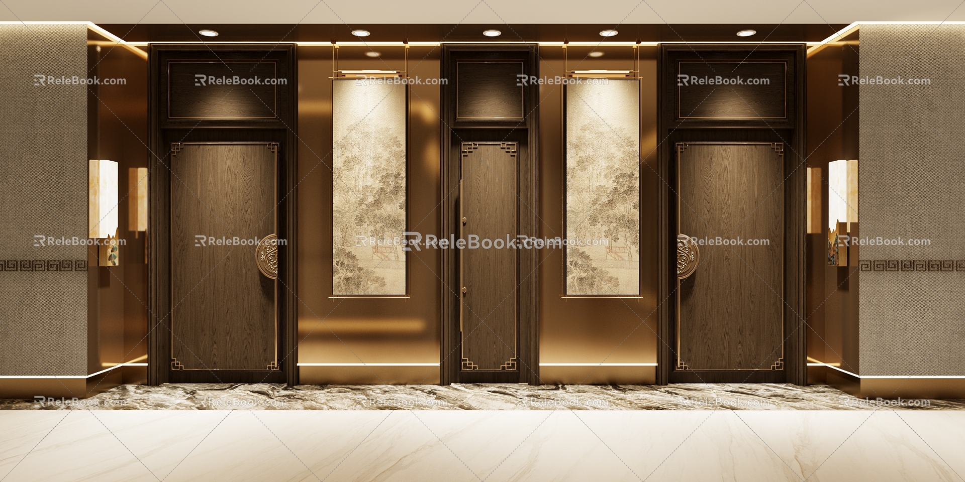 Hotel aisle 3d model