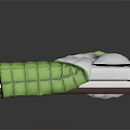 Single Metal Frame Bed With Green Quilt And White Pillow For Bedroom