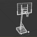 Portable Basketball Hoop With Transparent Backboard And Ball 3d model
