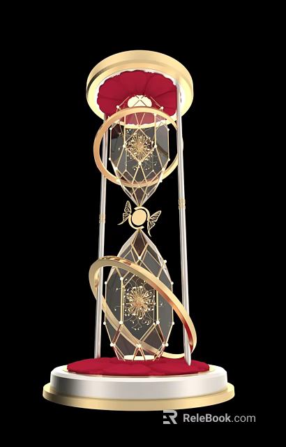 Artistic Hanging Decorative Piece With Golden Rings Crystal Diamonds And Wing Accents 3d model 