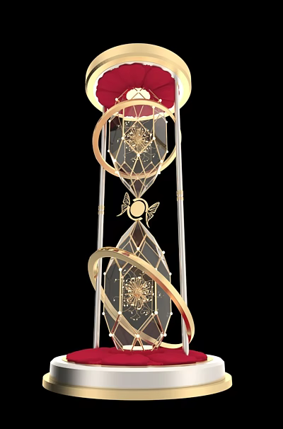 Artistic Hanging Decorative Piece With Golden Rings Crystal Diamonds And Wing Accents 3d model