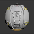 Futuristic White Sci Fi Equipment With Antennas Circular Window And Yellow Accents