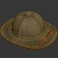 Brown Wide Brimmed Hat with Leather Strap for Outdoor Use as Daily Living Product