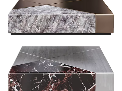 Modern Coffee Table With Marble Top And Sleek Metal Frame Design 3d model