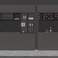 Modern Wine Cabinet Design With Glass Doors Display Shelves And Storage Drawers