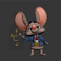 Animated Mouse Character With Big Ears Blue Coat Yellow Vest Red Tie And Math Symbols