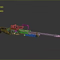 Golden And Black Sniper Rifle With Scope Long Barrel And Decorative Details