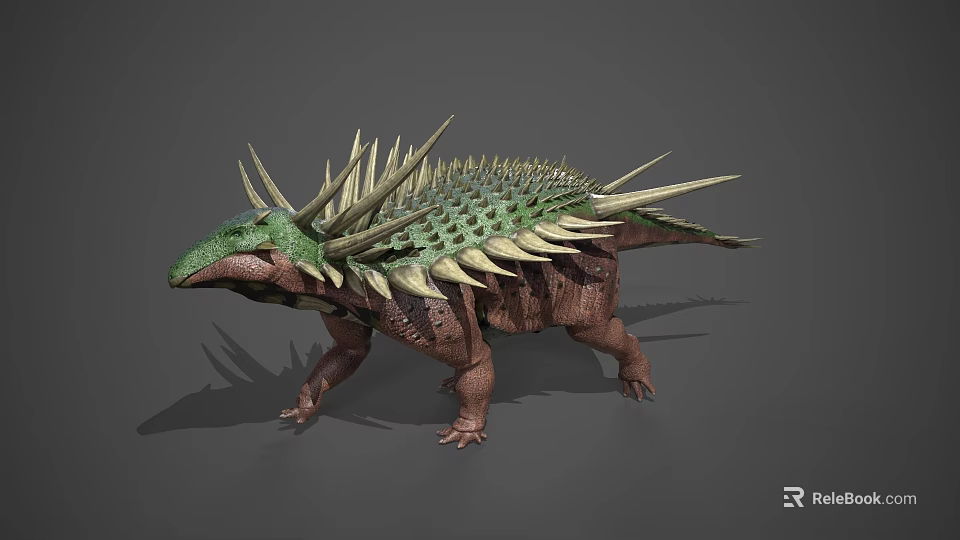3D Rendered Spiked Prehistoric Dinosaur With Green Back And Brown Body 3d model 