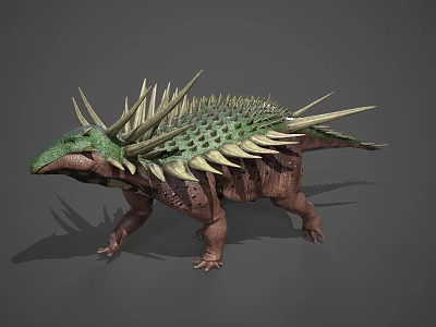 3D Rendered Spiked Prehistoric Dinosaur With Green Back And Brown Body 3d model