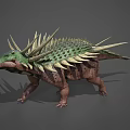 3D Rendered Spiked Prehistoric Dinosaur With Green Back And Brown Body