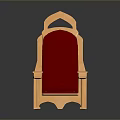 Elegant Golden Chair With Red Cushion And Ornate Armrest Design Details