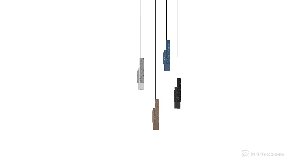 Modern Minimalist Pendant Lights With Different Colors Hanging In Interior Design 3d model 