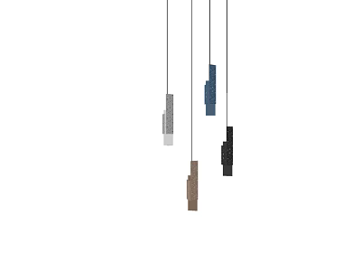 Modern Minimalist Pendant Lights With Different Colors Hanging In Interior Design 3d model