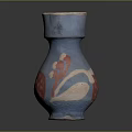 Handcrafted Blue Ceramic Jug With Handle Decorative Red Dots And White Motifs