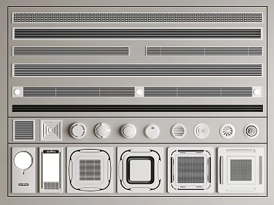 Air Conditioner Fan Diverse Panel And Component Designs 3d model