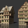 Traditional European Architecture With Timber Framed Facades Green Windows And Gabled Roofs