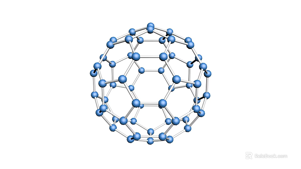 Scientific Book Cover Featuring Blue Molecular Structure Model with Spherical Atomic Connections 3d model 