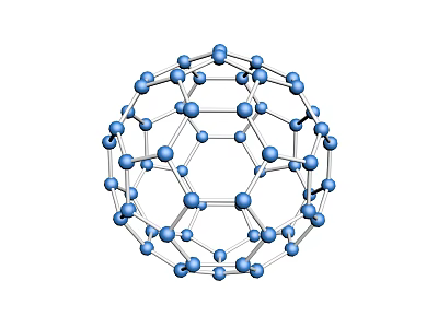 Scientific Book Cover Featuring Blue Molecular Structure Model with Spherical Atomic Connections 3d model