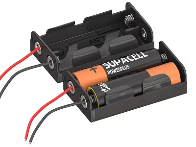 Daily Electrical Appliance Battery Holder With BUPACELL PowerPlus Batteries And Wires 3d model