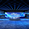 Commercial Stage Equipment with Blue Lighting and Large Screens for Commercial Events