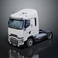 Functional White Semi Truck Cab With Front Grille And Wheels Design 3d model