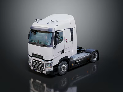 Functional White Semi Truck Cab With Front Grille And Wheels Design 3d model Functional White Semi Truck Cab With Front Grille And Wheels Design 3d model