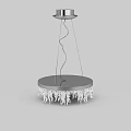 Modern Chandelier With Circular Base Curved Metal Wires And White Decorative Pendants