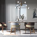 Nordic Dining Table and Chair Combination 3d model