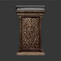 Ornate Wooden Pulpit With Carved Decorations And Open Book On Top