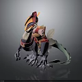 Mythical Animal With Colorful Feathers Decorative Saddle Green Tail And Clawed Feet