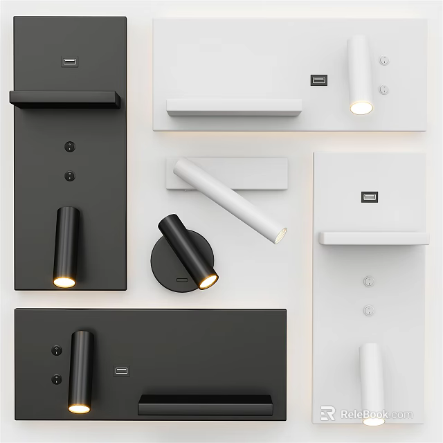 Modern Black And White Wall Lamps With Sleek Design For Home Lighting Decor 3d model 