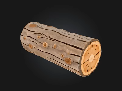 Stone Wood Decorative Log With Natural Grain And Carved Holes 3d model