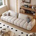 Modern Living Room Interior Design With White Sofa Glass Coffee Table And Checkered Rug