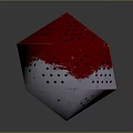 Red And White Polyhedron Object With Perforated Surface And Geometric Design 3d model
