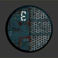 Circular Blue Metal Manhole Cover With Perforated Design Yellow Components And Number 88